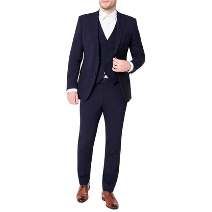 Navy - Pack Shot - Without Prejudice Mens Italian Slim Sleeveless Waistcoat