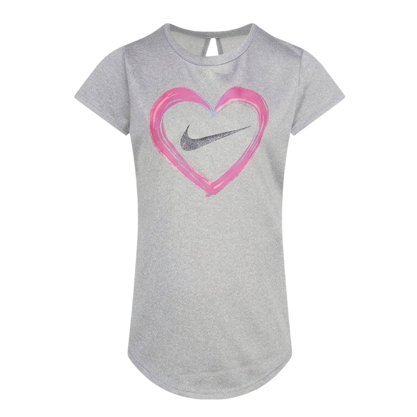 Grey-Pink - Back - Nike Girls Heart Short-Sleeved T-Shirt & Shorts Set