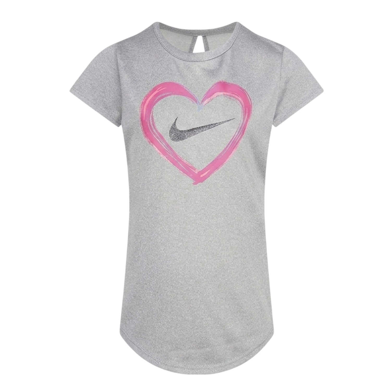 Grey-Pink - Back - Nike Girls Heart Short-Sleeved T-Shirt & Shorts Set
