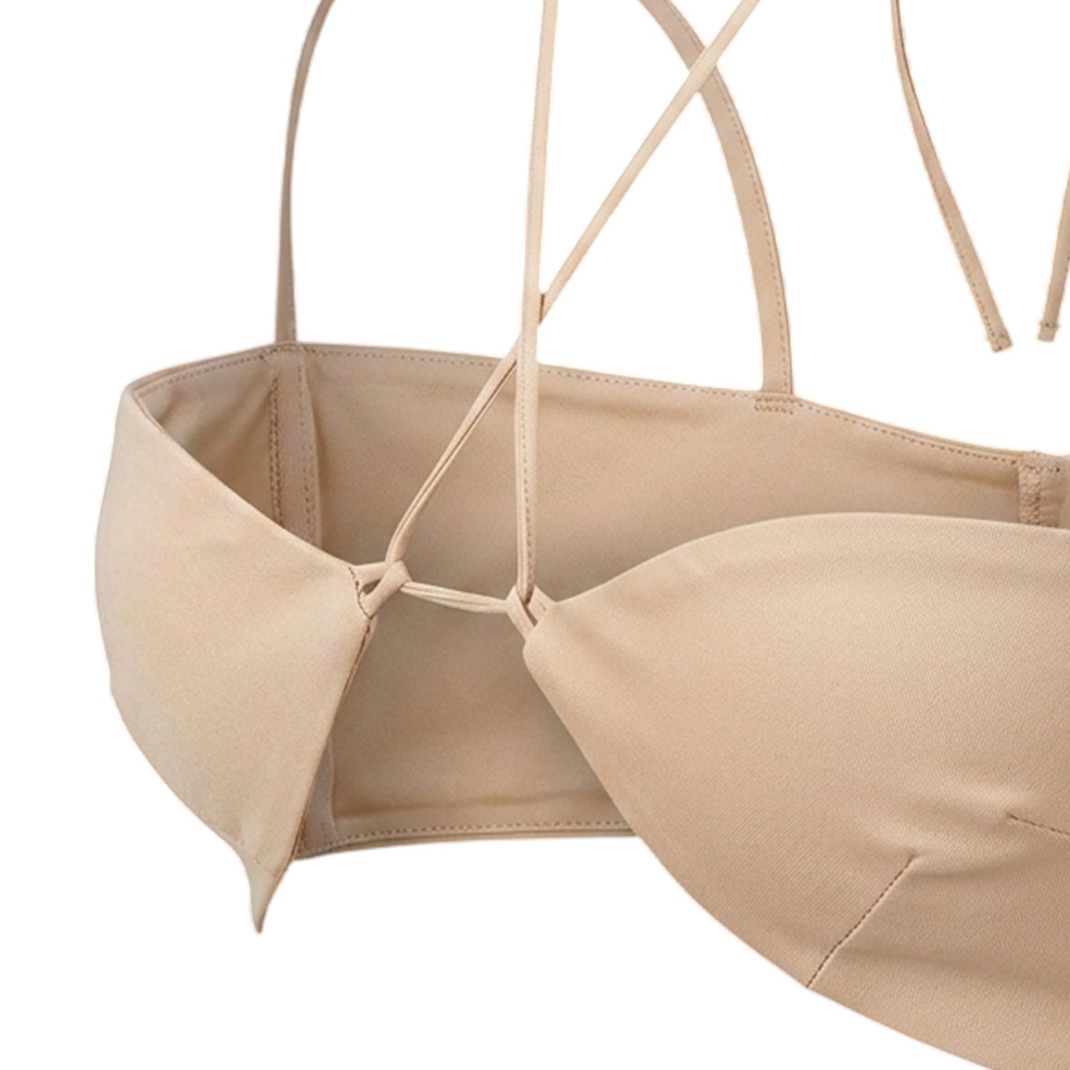 Beige - Back - Missy Empire Womens-Ladies Cross Neck Bralette