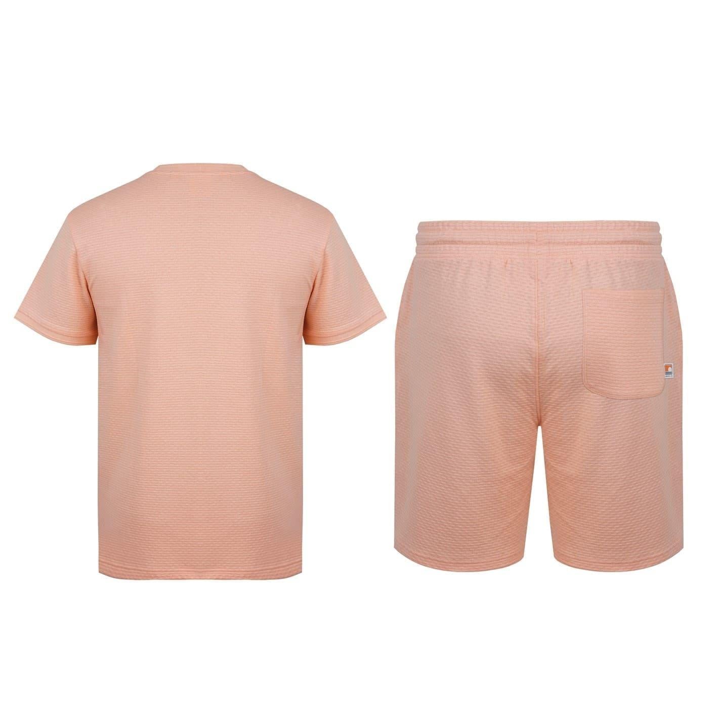 Peach - Back - SoulCal Mens Crew Neck T-Shirt & Shorts Set