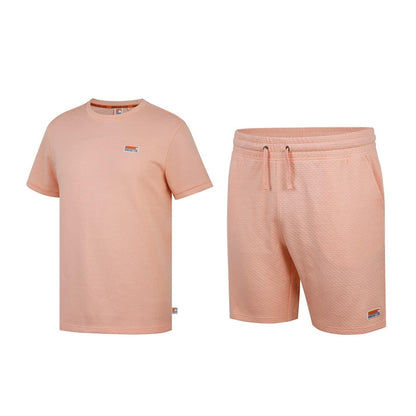Peach - Side - SoulCal Mens Crew Neck T-Shirt & Shorts Set