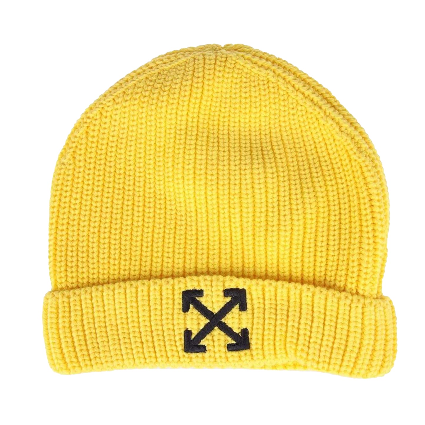 Yellow-Black - Front - Off White Childrens-Kids Arrow Beanie