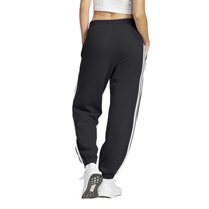 Black-White - Back - Adidas Womens-Ladies 3 Stripes Jogging Bottoms