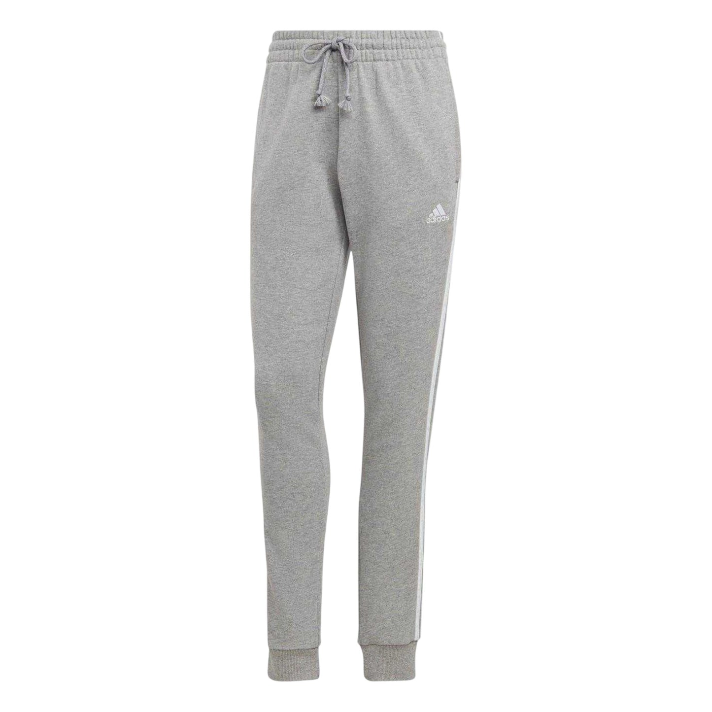 Medium Grey - Front - Adidas Womens-Ladies 3 Stripes Jogging Bottoms