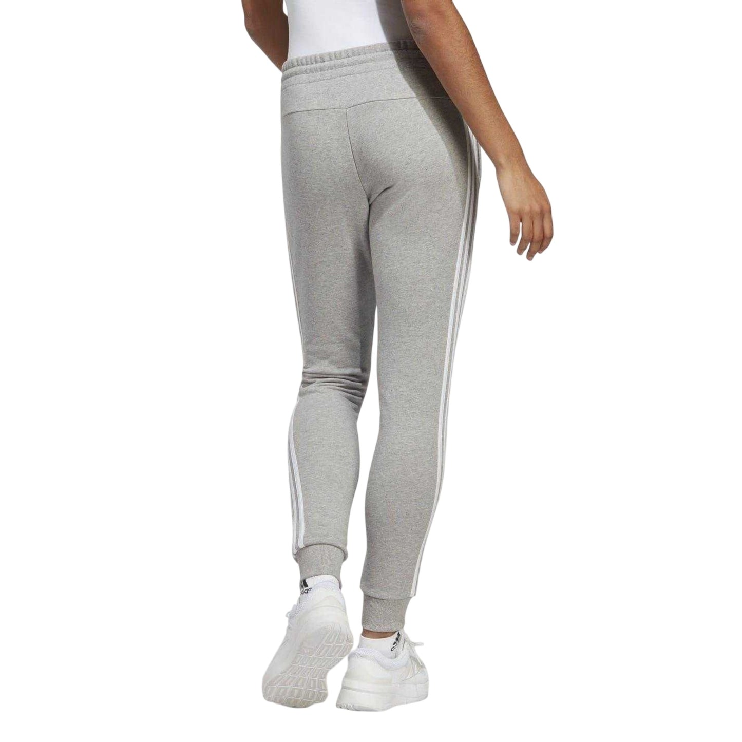Medium Grey - Back - Adidas Womens-Ladies 3 Stripes Jogging Bottoms