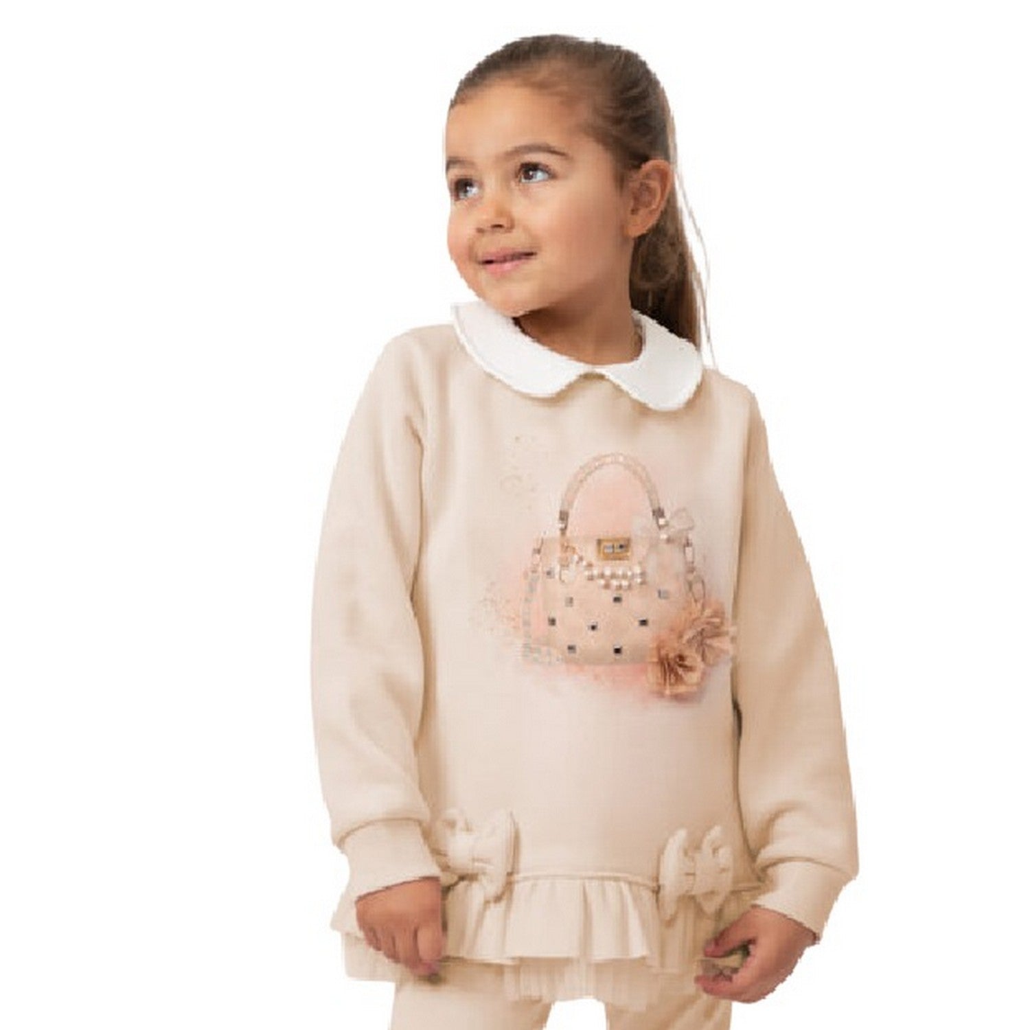 Mink - Back - Caramelo Kids Girls Handbag Top And Leggings Set