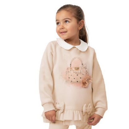 Mink - Back - Caramelo Kids Girls Handbag Top And Leggings Set