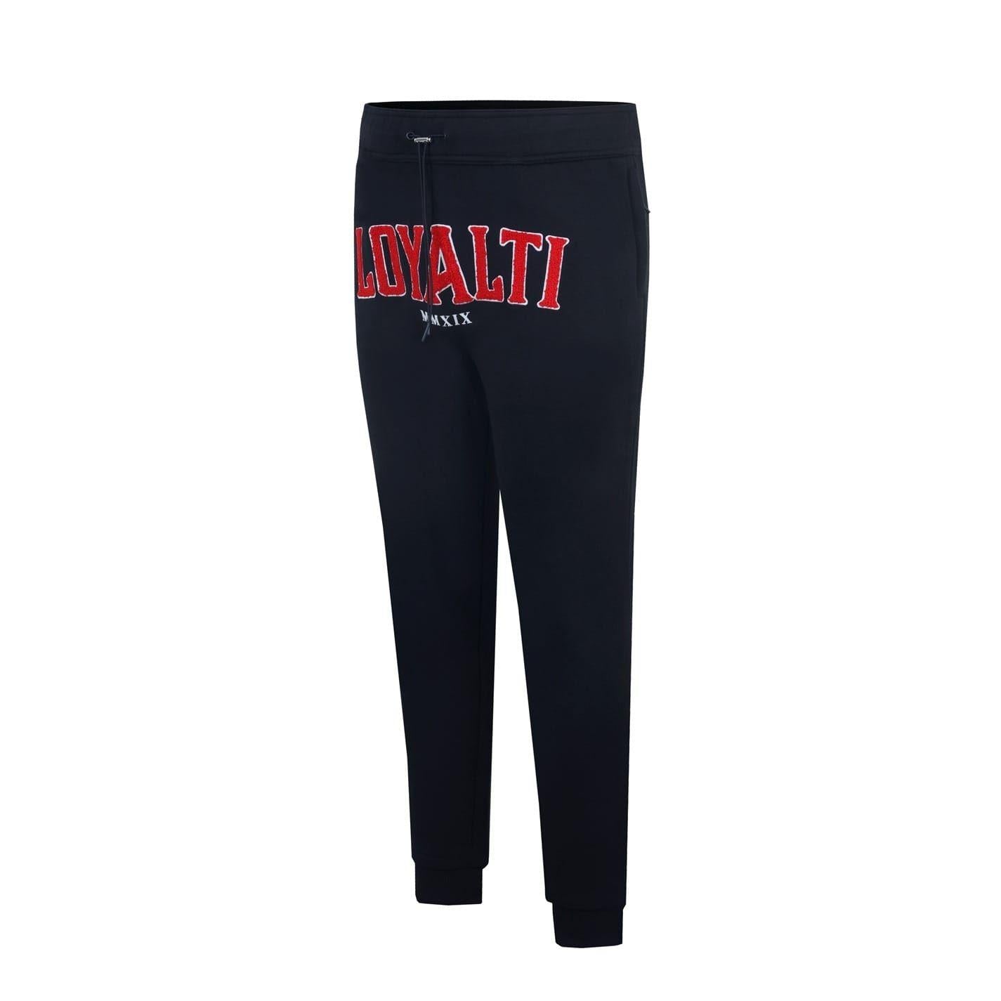 Black - Side - Loyalti Mens Boucle Lettering Joggers