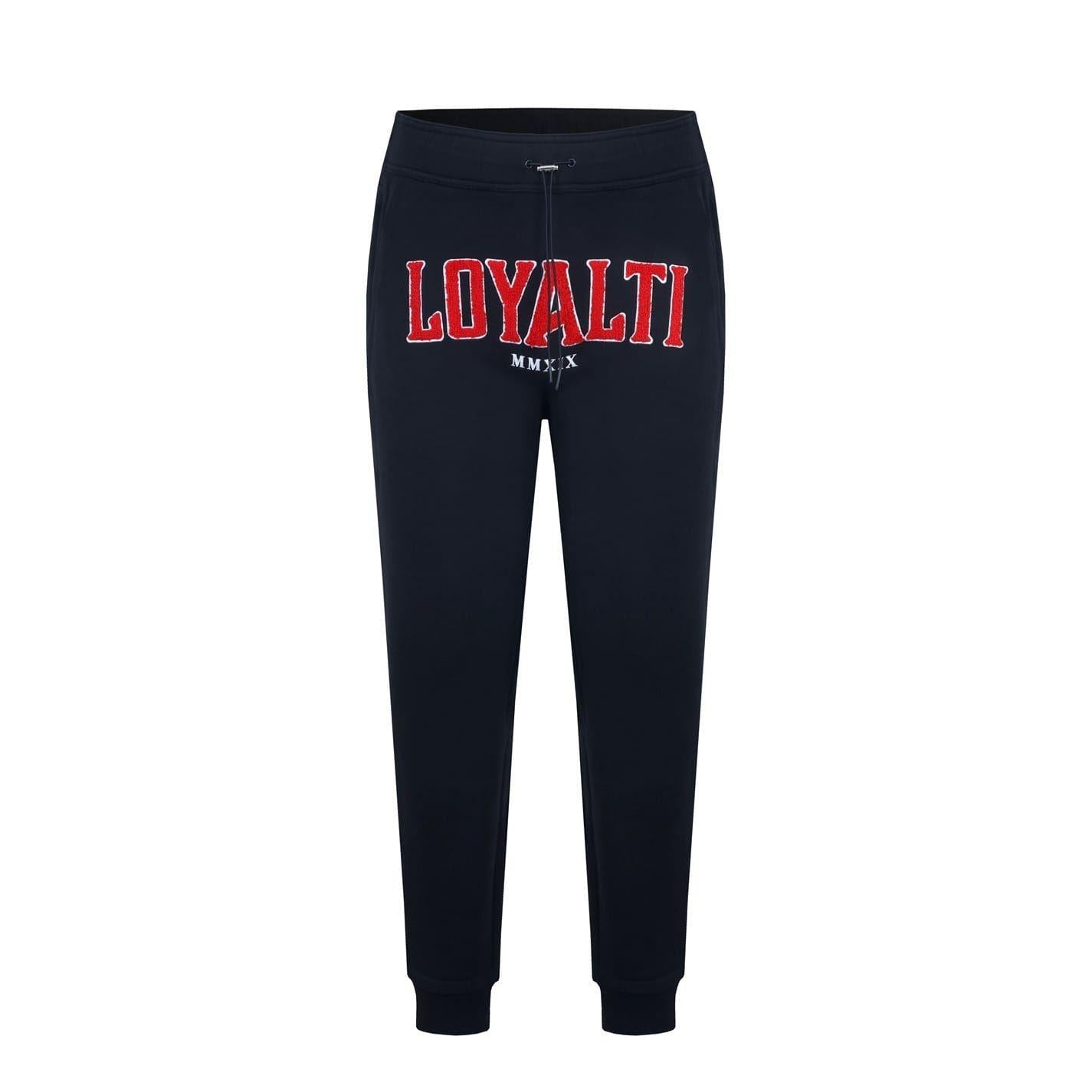 Black - Front - Loyalti Mens Boucle Lettering Joggers
