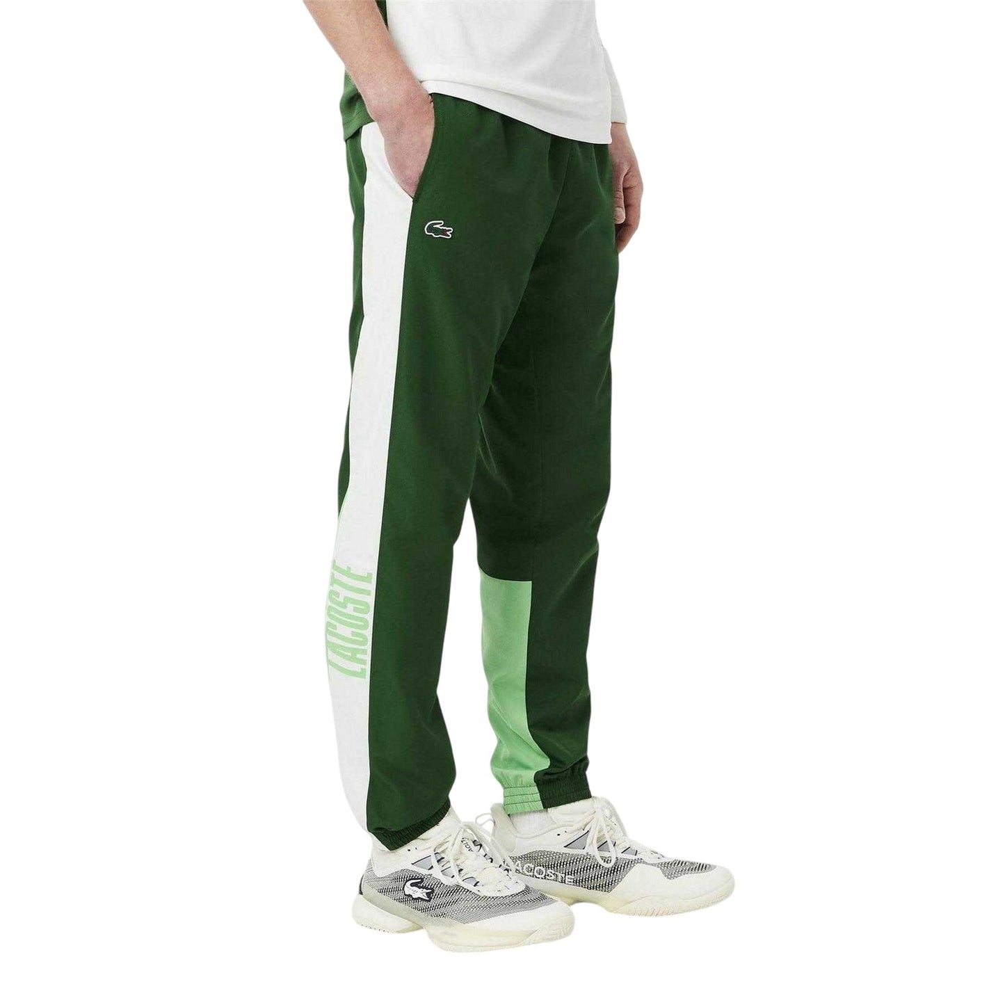 Green - Front - Lacoste Mens Colour Block Joggers