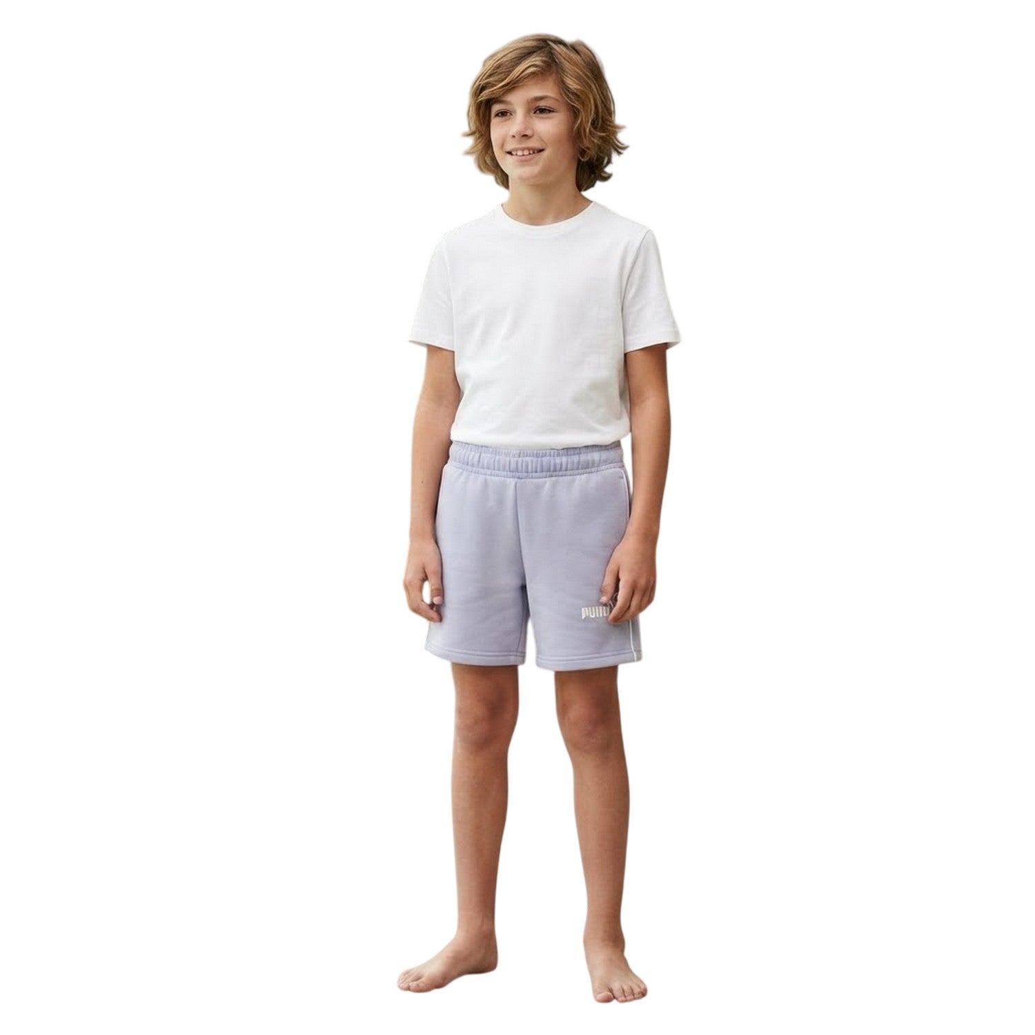 Cool Blue - Side - Puma Childrens-Kids Woven Sweat Shorts