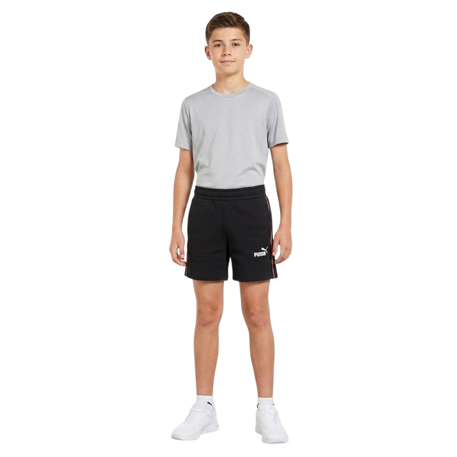 Puma Black - Side - Puma Childrens-Kids Woven Sweat Shorts