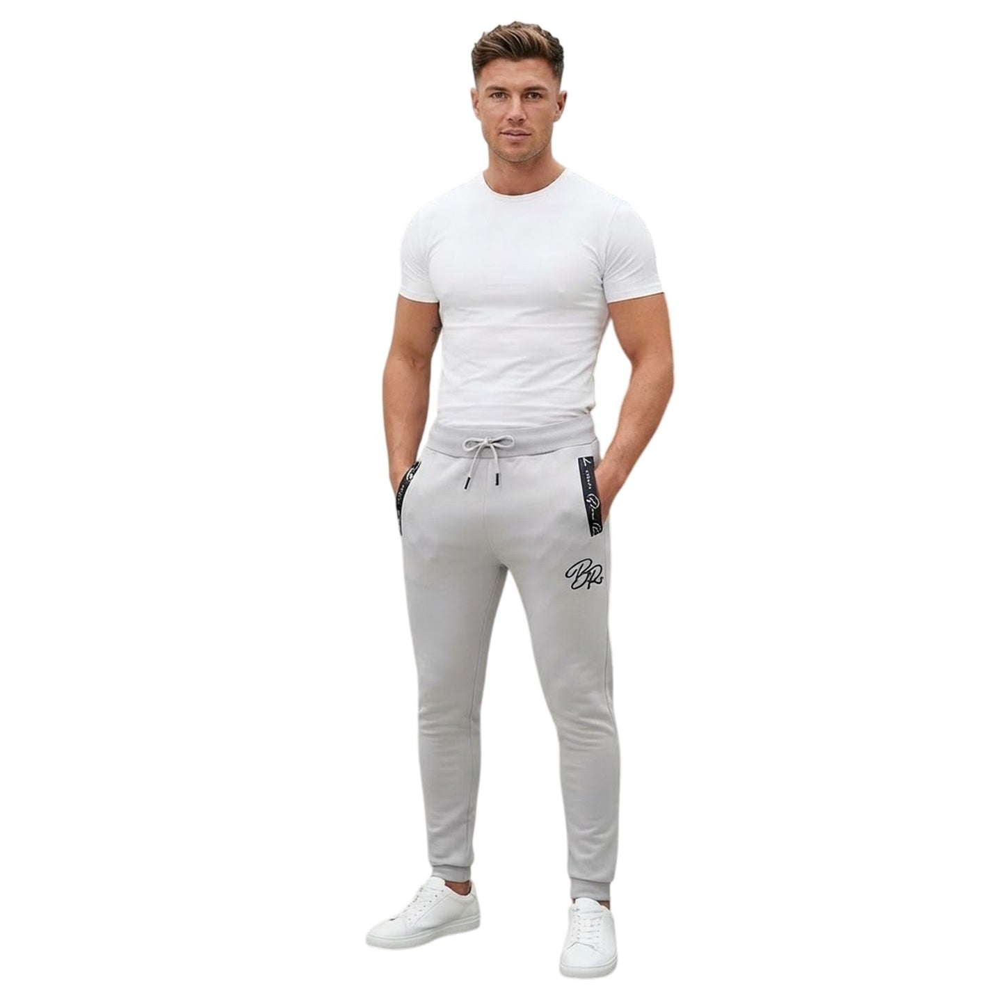 Mystic Blue - Side - Born Rich Mens Foletti Slim Joggers