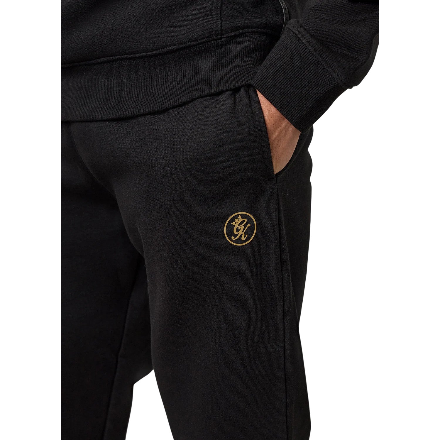 Black-Gold - Side - Gym King Mens Pro Logo Slim Joggers