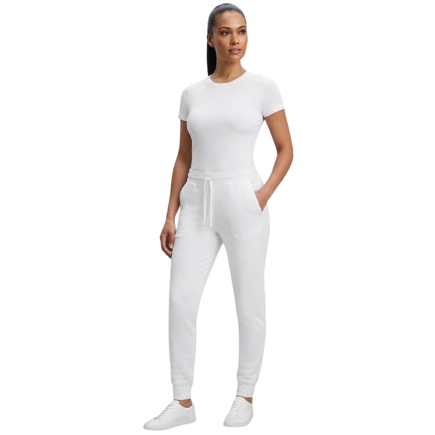 White - Lifestyle - Emporio Armani EA7 Womens-Ladies Relaxed Fit Joggers