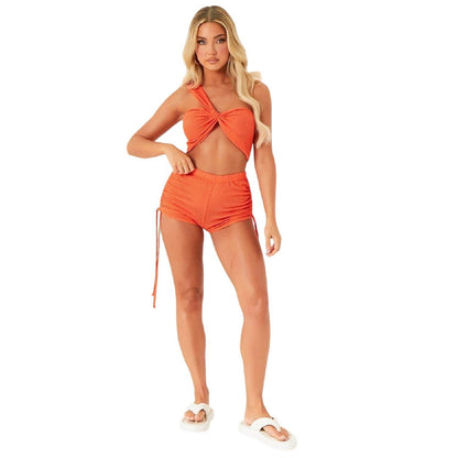 Coral - Side - Missy Empire Womens-Ladies One Shoulder Bralette
