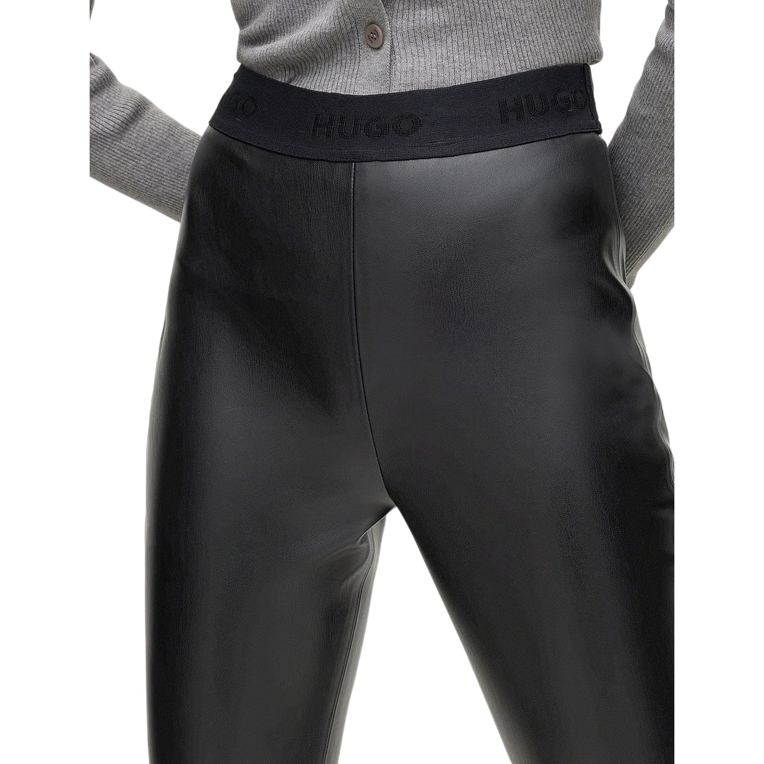 Black - Side - Hugo Womens-Ladies Honati 3 Straight Leg Trousers