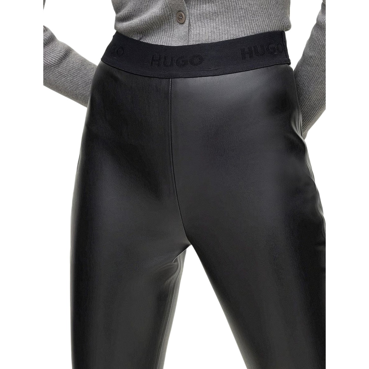 Black - Side - Hugo Womens-Ladies Honati 3 Straight Leg Trousers