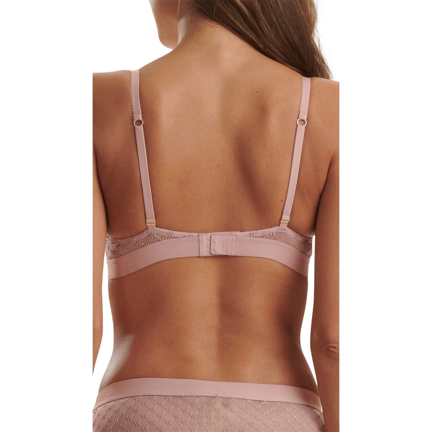 Pink - Back - Wolford Womens-Ladies Logo Lace Bra