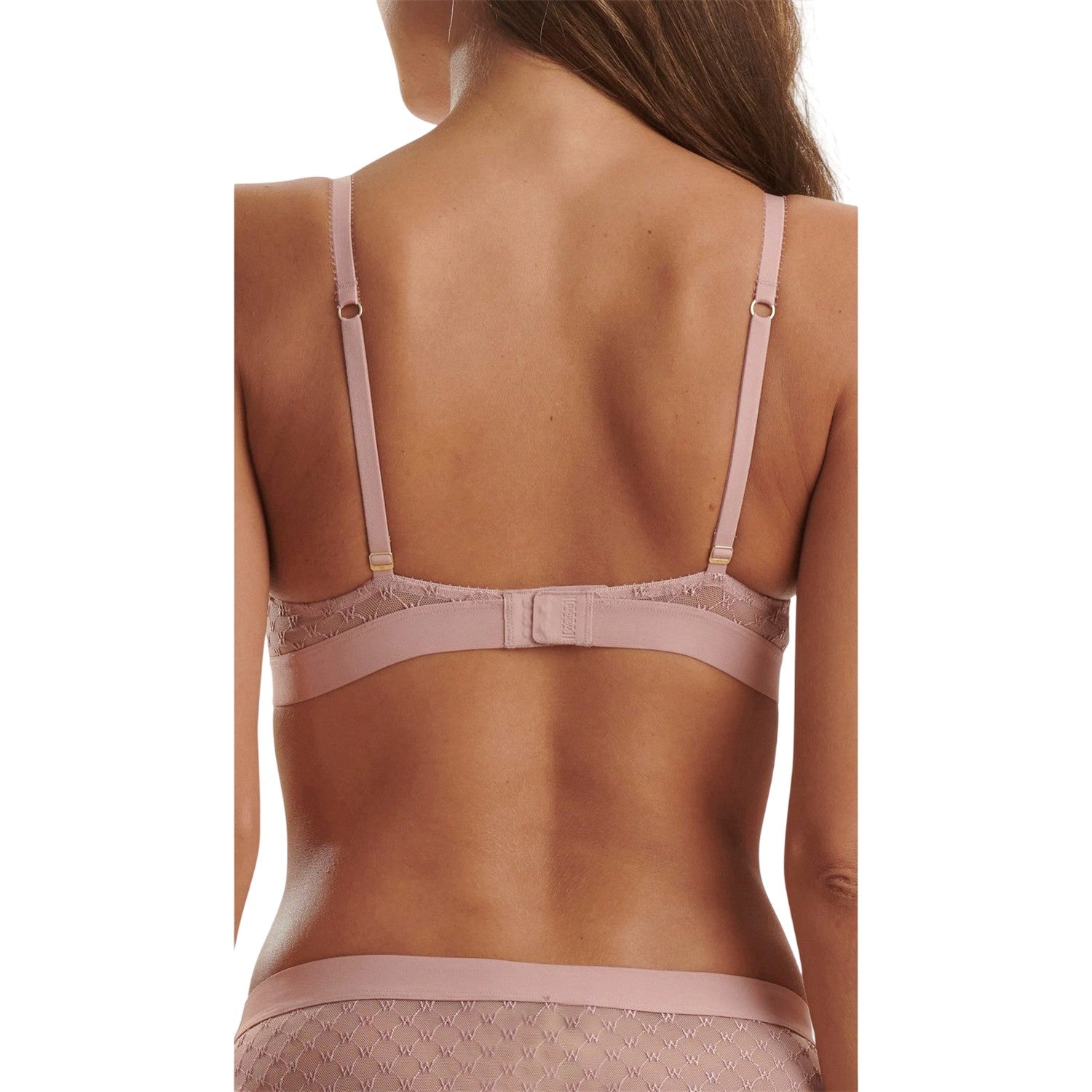 Pink - Back - Wolford Womens-Ladies Logo Lace Bra