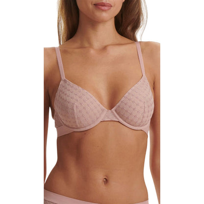 Pink - Side - Wolford Womens-Ladies Logo Lace Bra