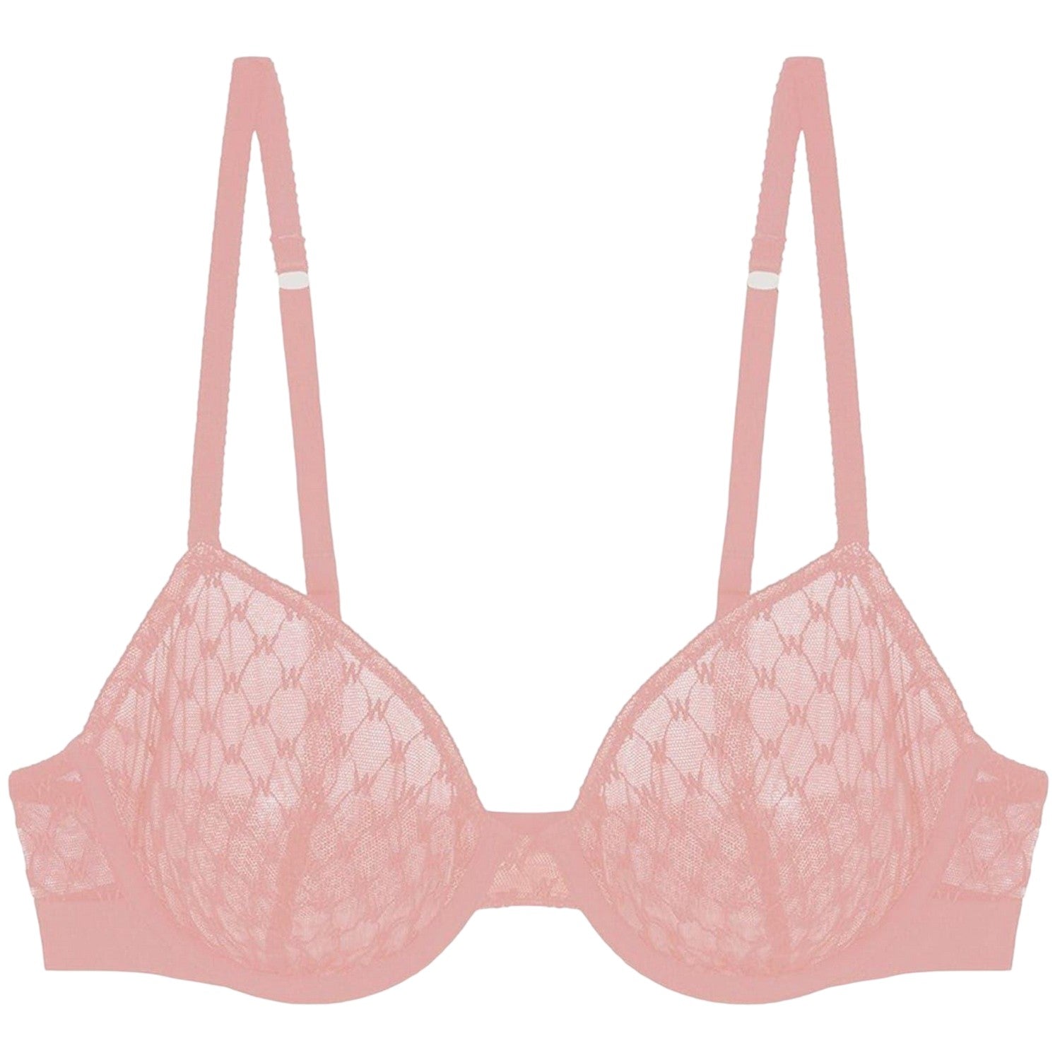 Pink - Front - Wolford Womens-Ladies Logo Lace Bra