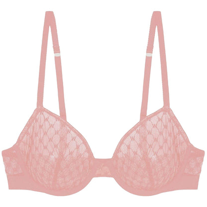 Pink - Front - Wolford Womens-Ladies Logo Lace Bra
