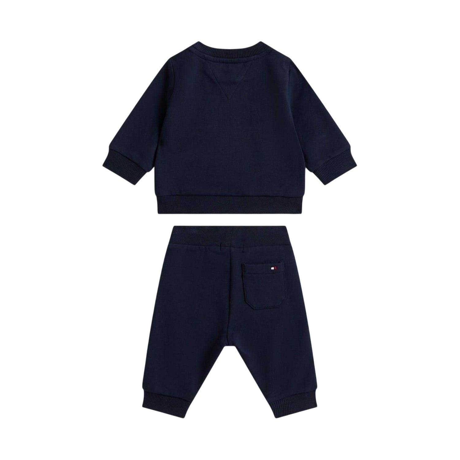 Navy - Back - Tommy Hilfiger Childrens-Kids Lettering Sweatshirt & Jogging Bottoms Set