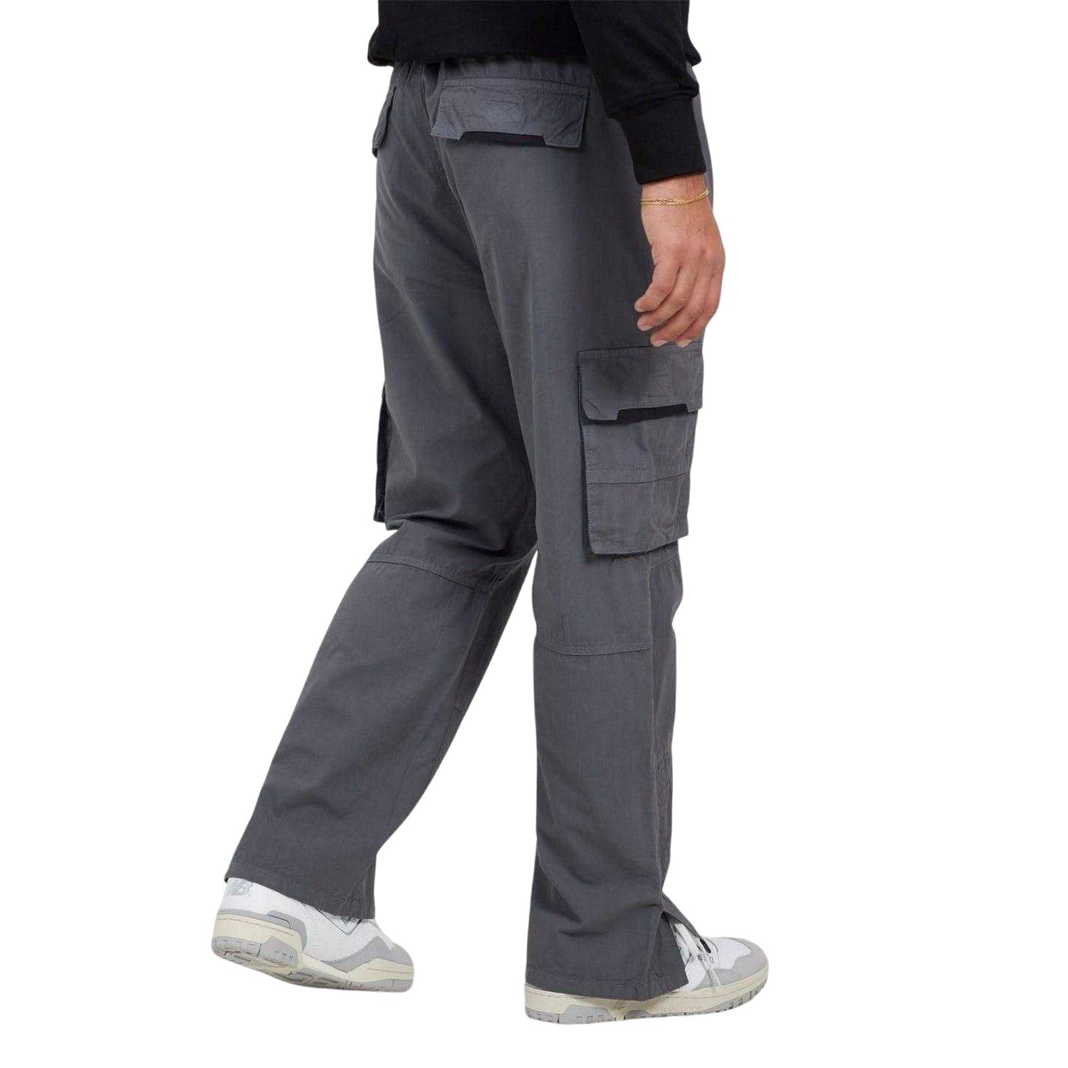 Dark Grey - Back - Brave Soul Mens Ripstop Cargo Trousers