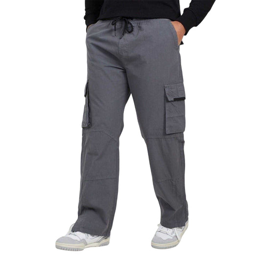 Dark Grey - Front - Brave Soul Mens Ripstop Cargo Trousers