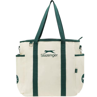 White-Green - Side - Slazenger Heavy Canvas Tennis Tote Bag