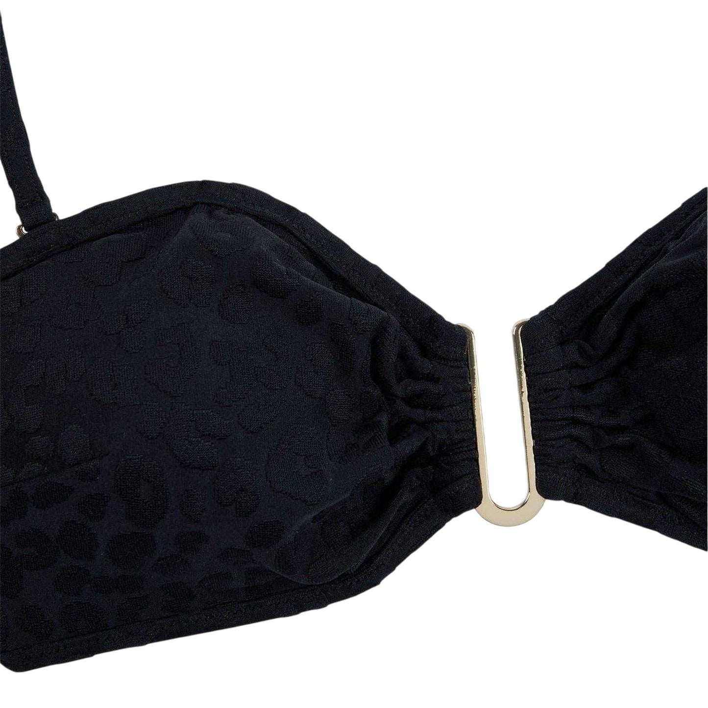 Black - Side - Chelsea Peers Womens-Ladies Leopard Print Bikini Top