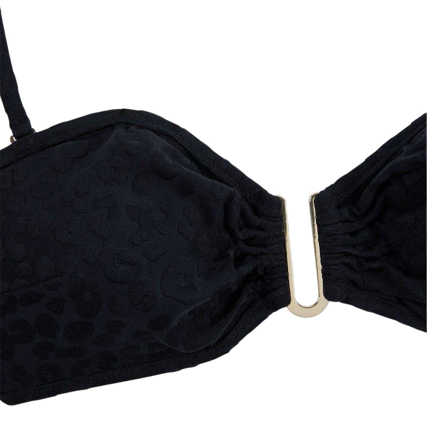 Black - Side - Chelsea Peers Womens-Ladies Leopard Print Bikini Top
