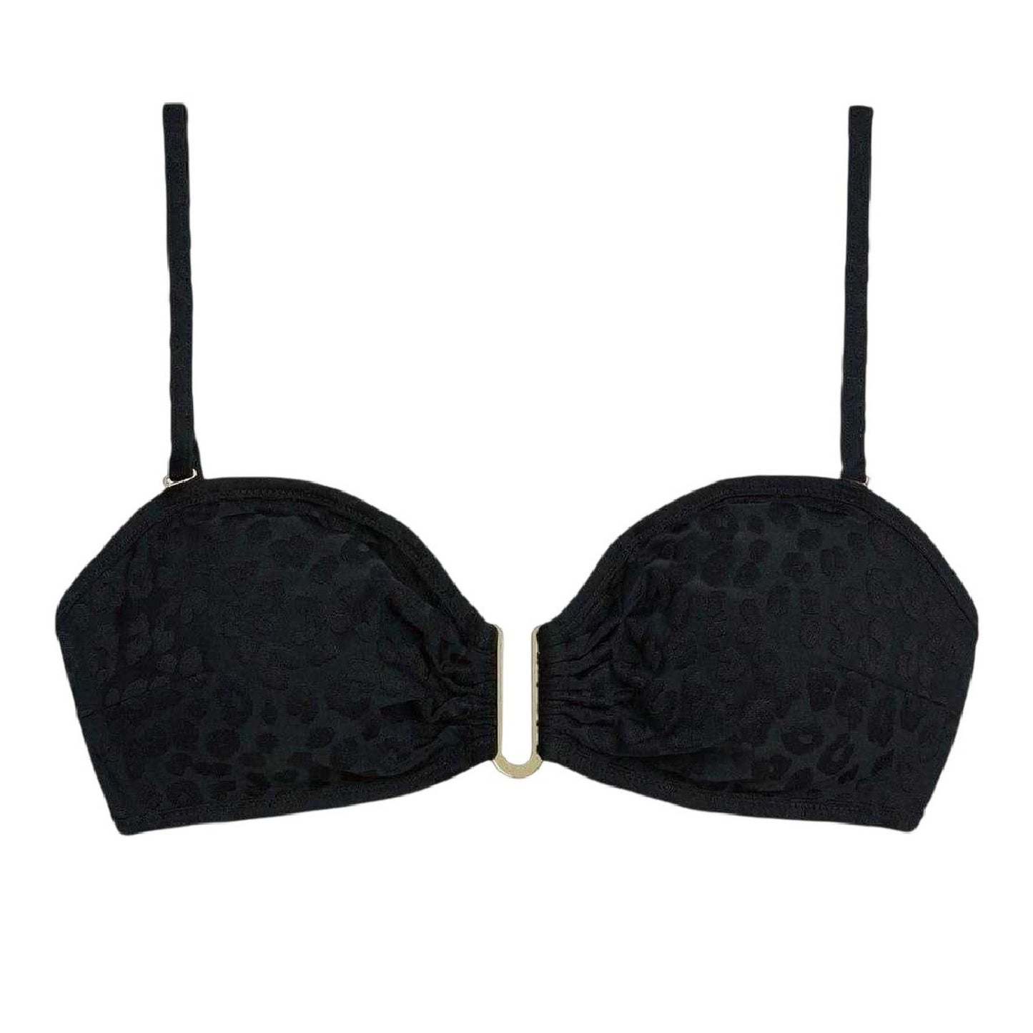 Black - Front - Chelsea Peers Womens-Ladies Leopard Print Bikini Top