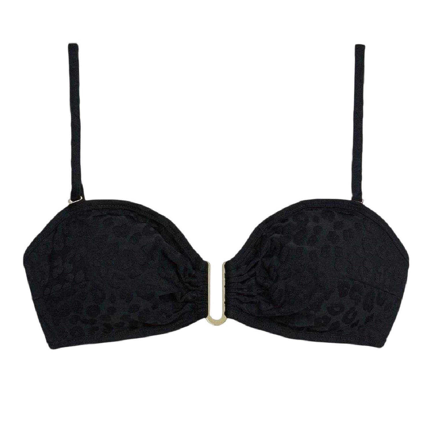Black - Front - Chelsea Peers Womens-Ladies Leopard Print Bikini Top