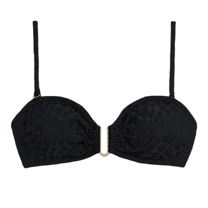 Black - Front - Chelsea Peers Womens-Ladies Leopard Print Bikini Top
