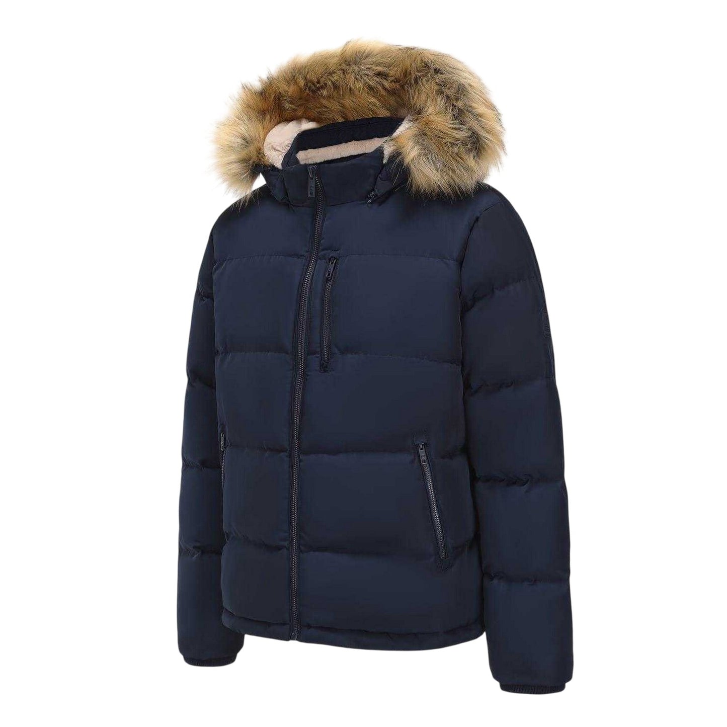 Navy - Side - SoulCal Mens Bubble Recycled Polyester Puffer Jacket