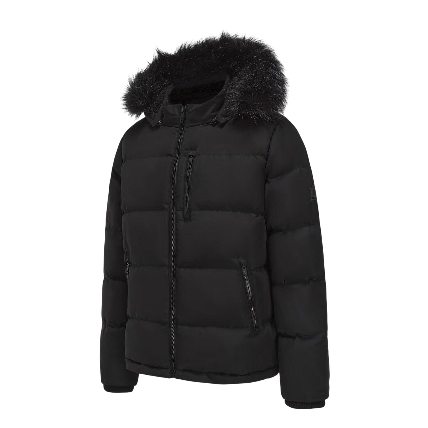 Black - Side - SoulCal Mens Bubble Recycled Polyester Puffer Jacket