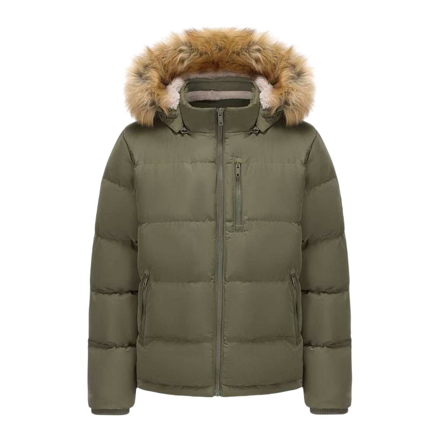 Khaki Green - Front - SoulCal Mens Bubble Recycled Polyester Puffer Jacket