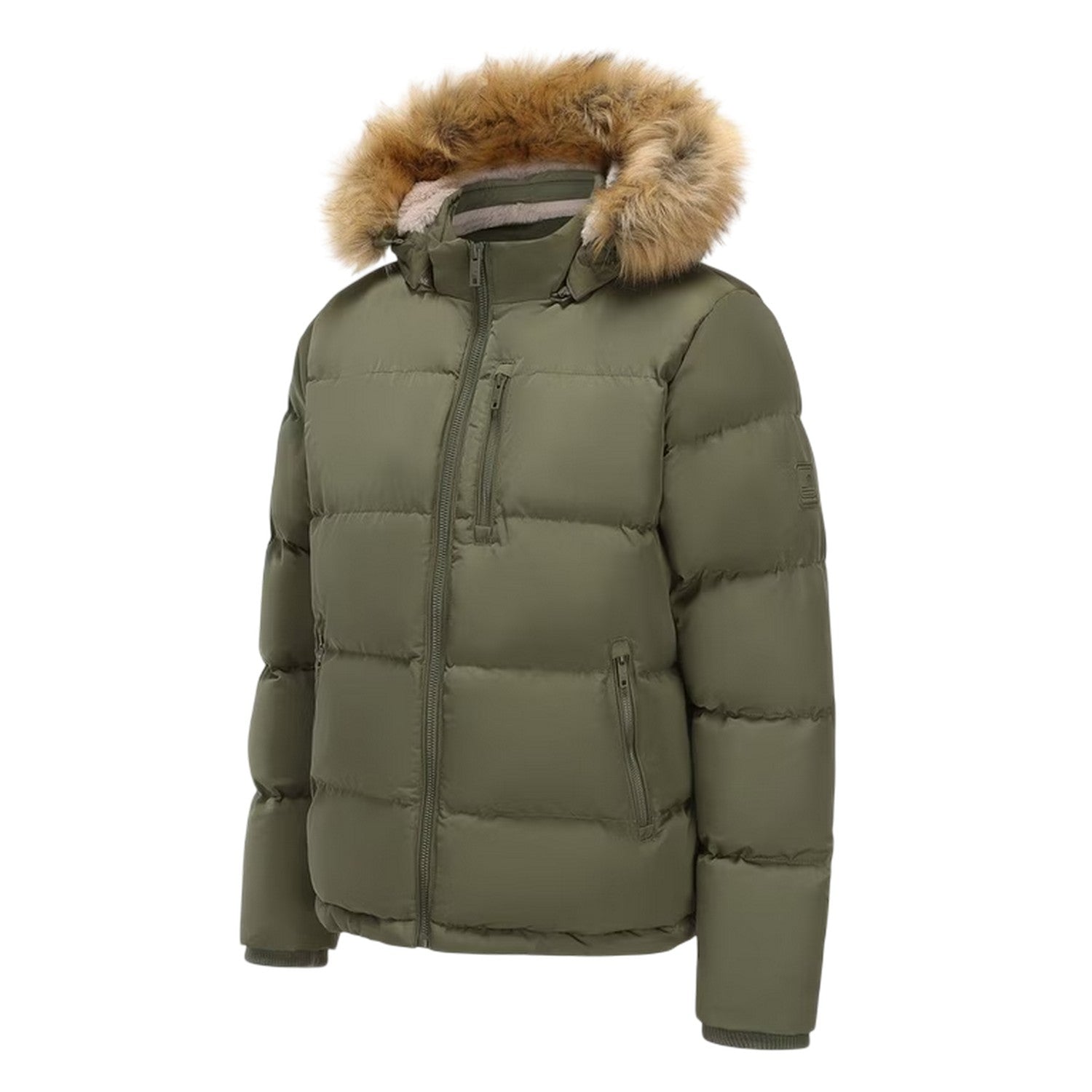 Khaki Green - Side - SoulCal Mens Bubble Recycled Polyester Puffer Jacket