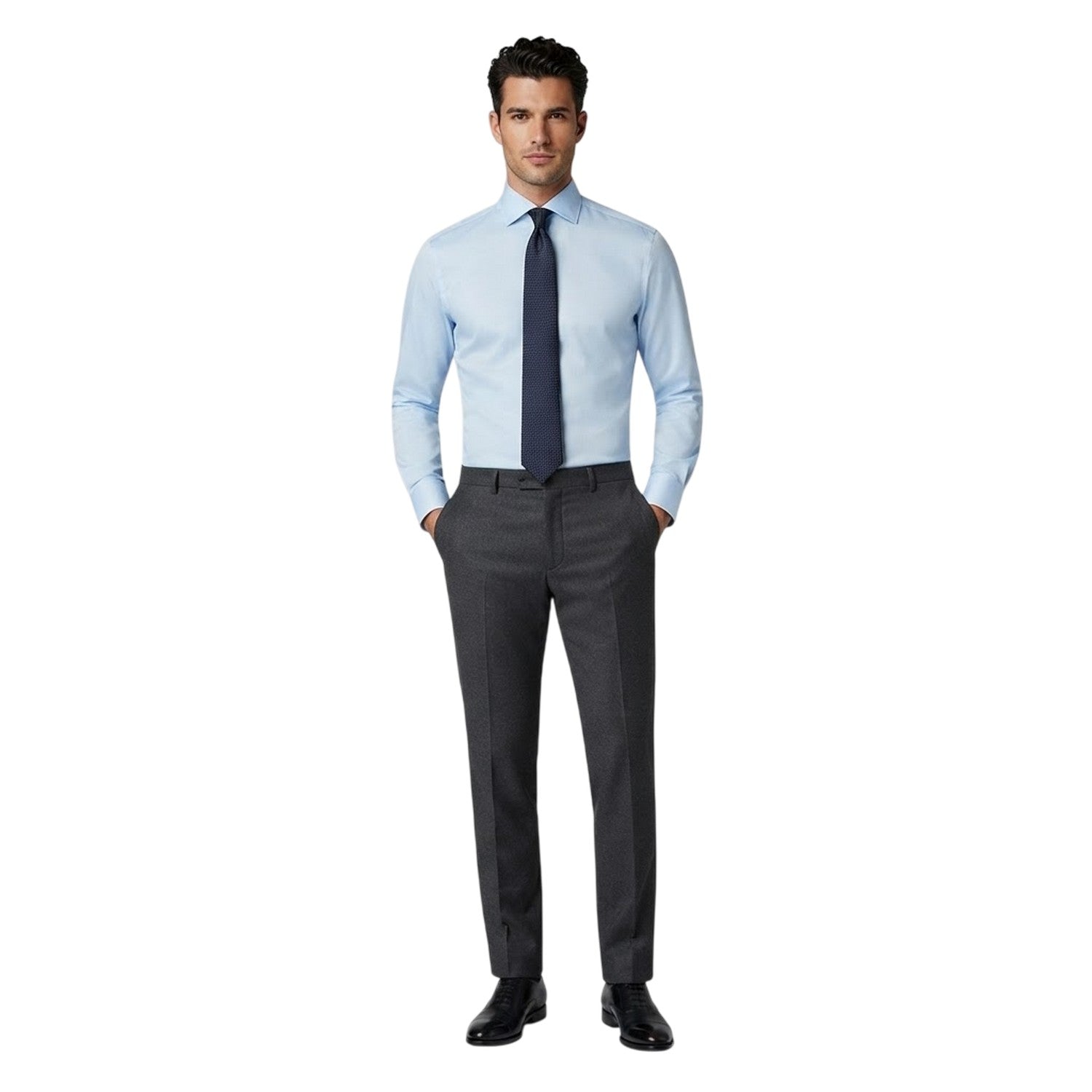 Light Blue - Side - Boss Mens H-Hank Spread Collar Shirt