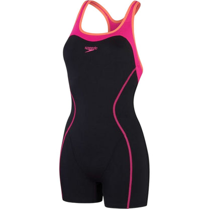 Black-Pink - Front - Speedo Womens-Ladies Patterned Halter Neck One Piece Swimsuit