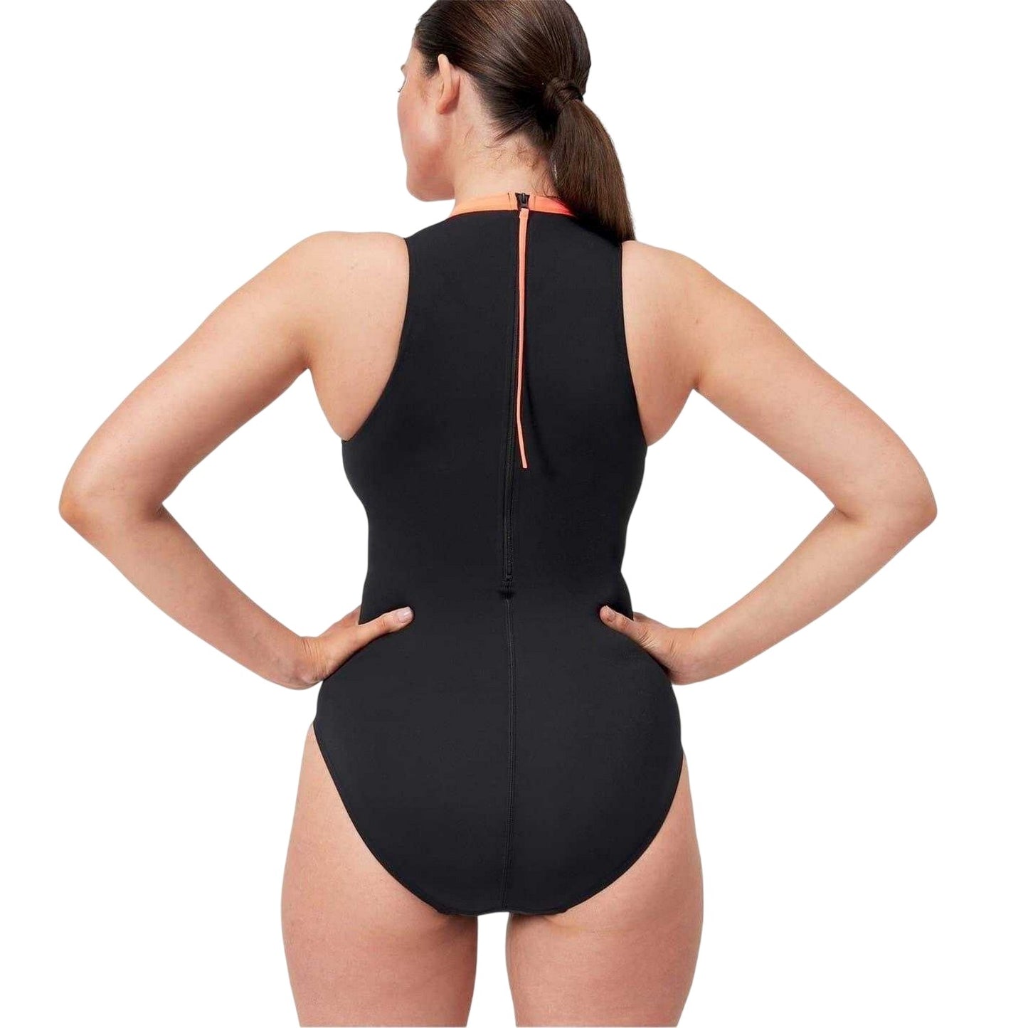 Black-Red - Back - Speedo Womens-Ladies Hypocrite Abstract One Piece Swimsuit