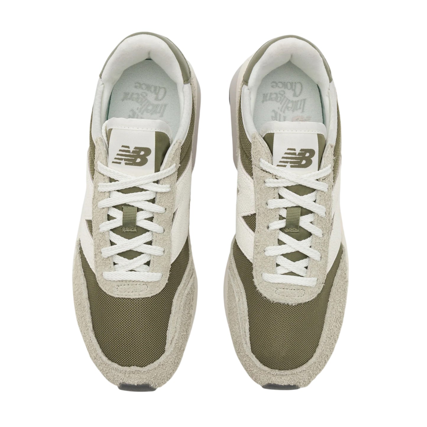 Green-White - Side - New Balance Mens 370 Suede Trainers
