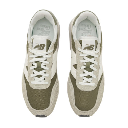 Green-White - Side - New Balance Mens 370 Suede Trainers