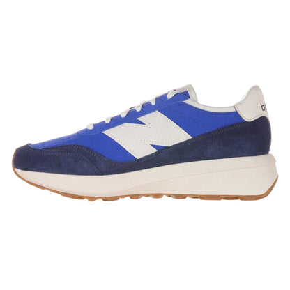 Navy-Gemstone Green - Back - New Balance Mens 370 Suede Trainers