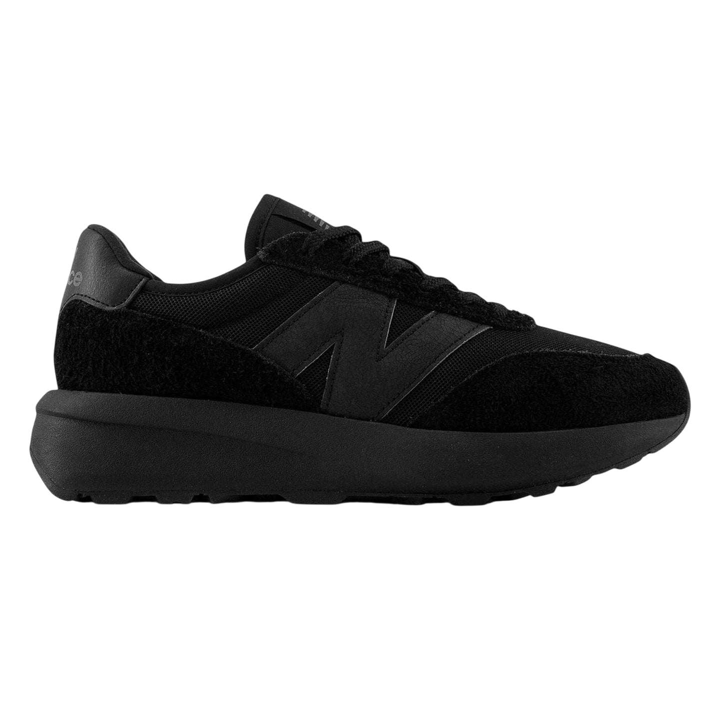 Triple Black - Front - New Balance Mens 370 Suede Trainers