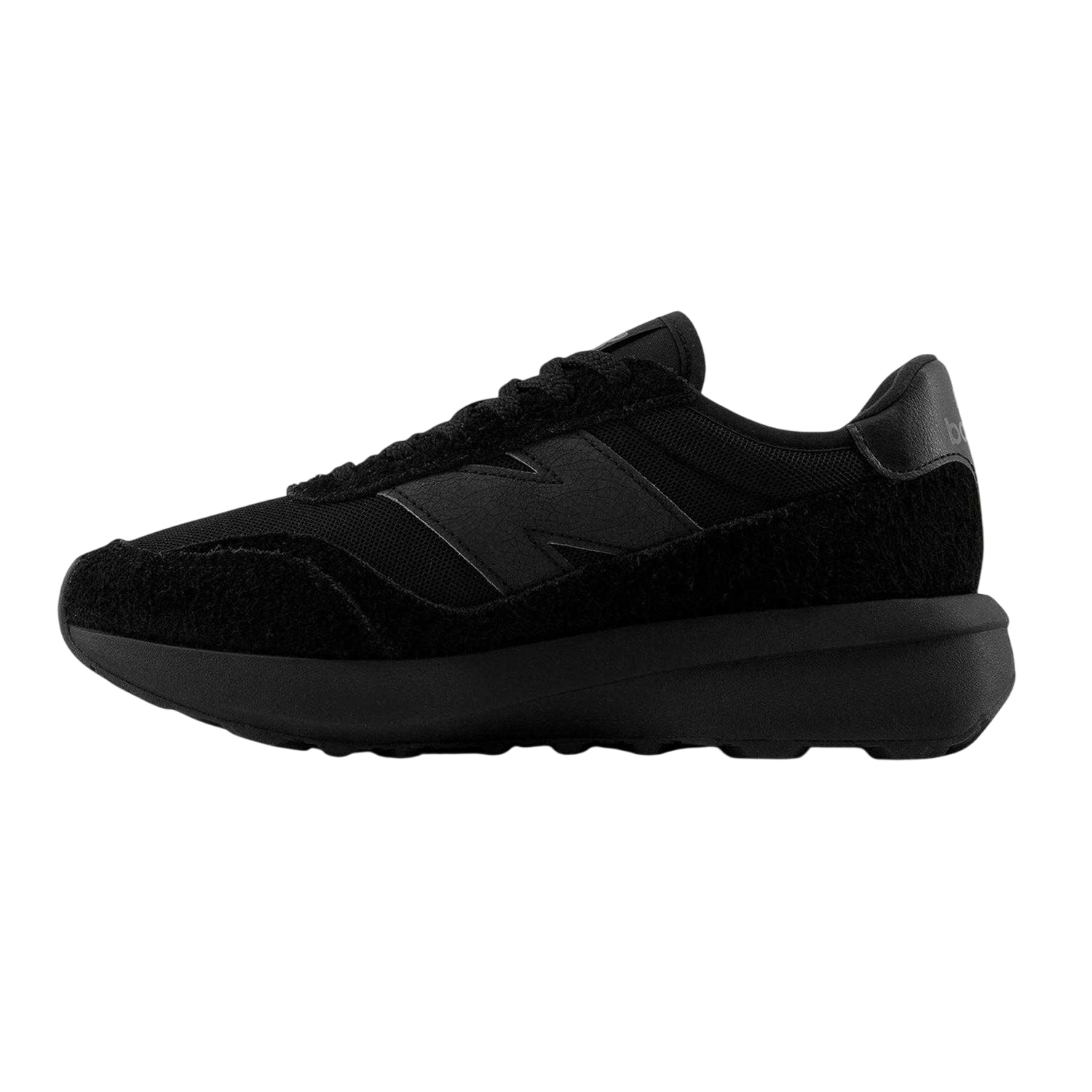Triple Black - Back - New Balance Mens 370 Suede Trainers