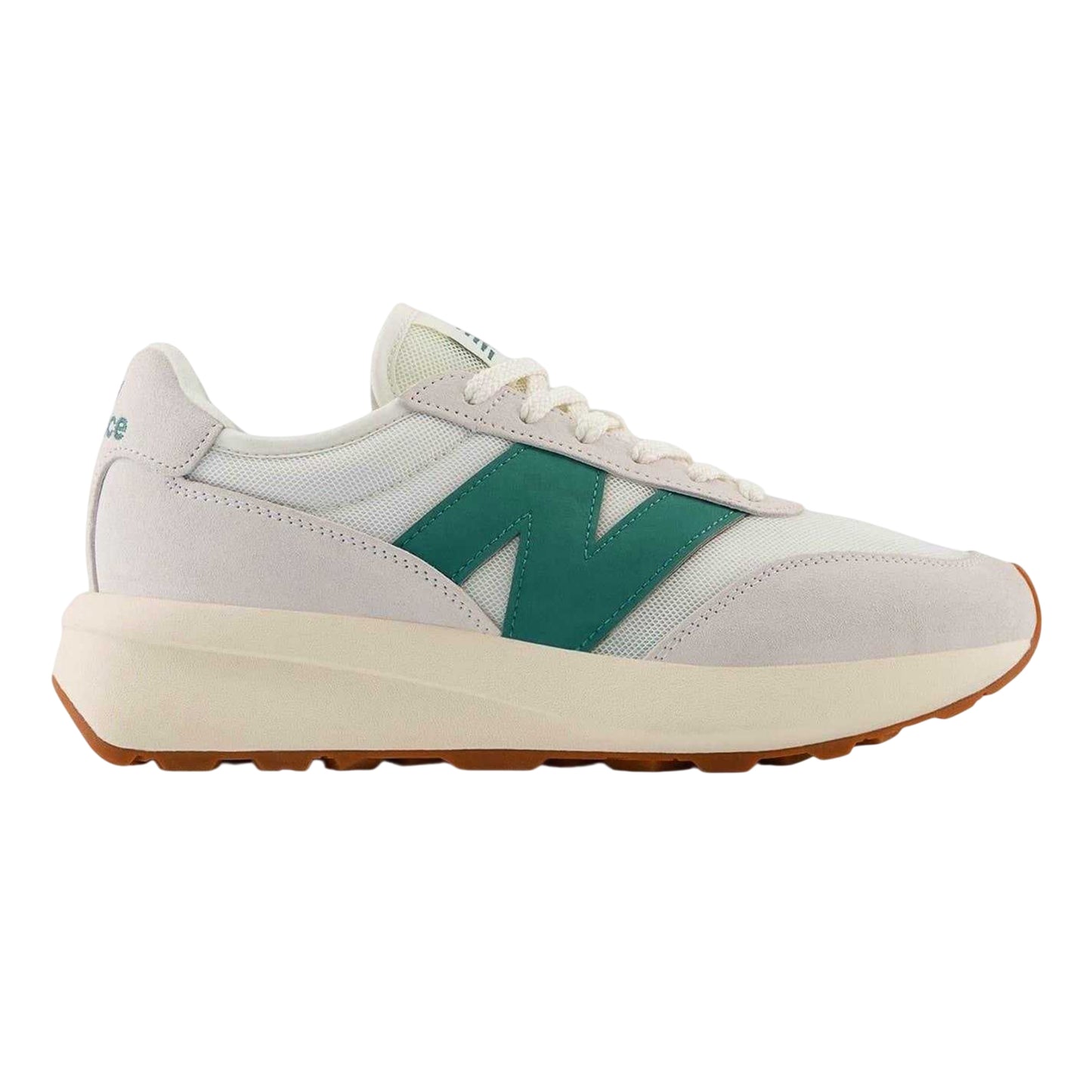 White-Green - Front - New Balance Mens 370 Suede Trainers